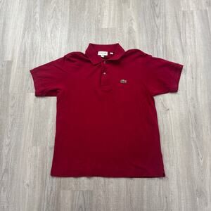 Lacoste Polo Shirt Men's Medium 4 Red Knit Embroidered Preppy Golf Crocodile